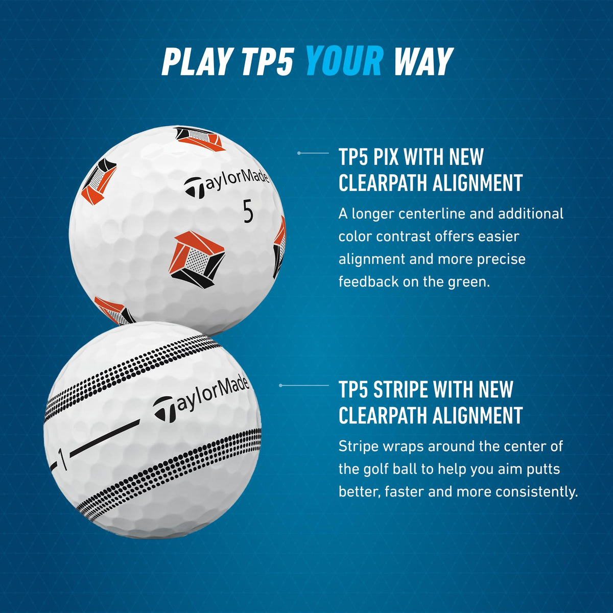 Recreation TP5 yellow golf balls on green for tour-like spin