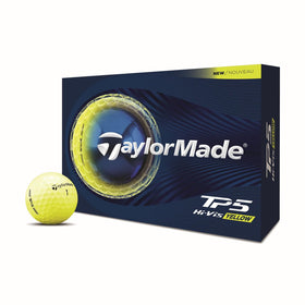 TaylorMade TP5 Yellow One Dozen front view showing aerodynamic design for consistent flight