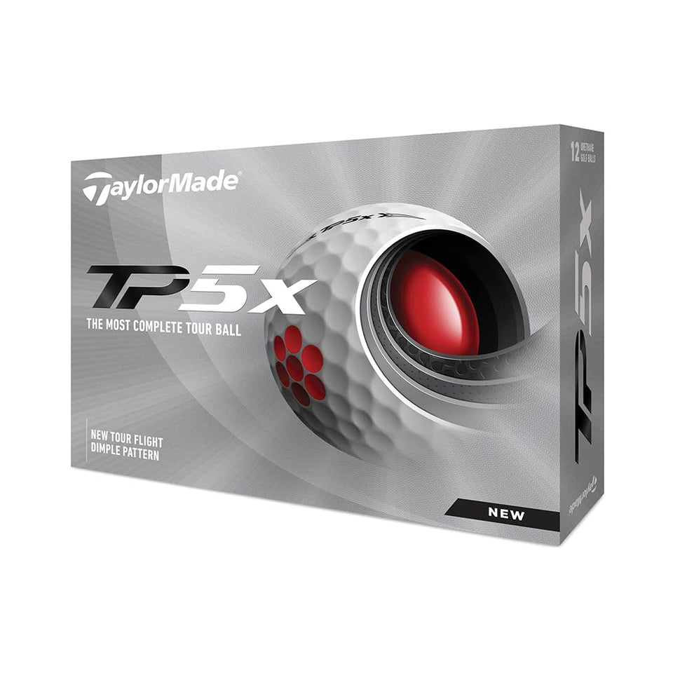 TaylorMade TP5x golf ball yellow front view highlights visibility and speed potential
