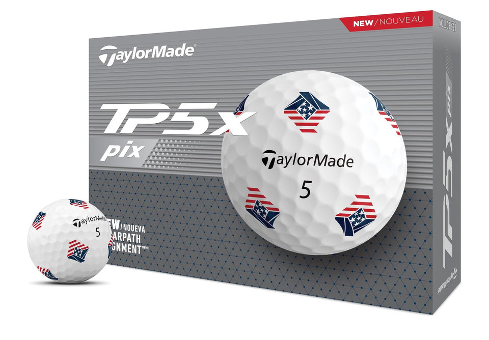TaylorMade TP5X Pix3.0 ball with USA design improves alignment and spin