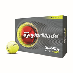 TaylorMade TP5x Yellow One Dozen – front view, high-visibility ball for better tracking.