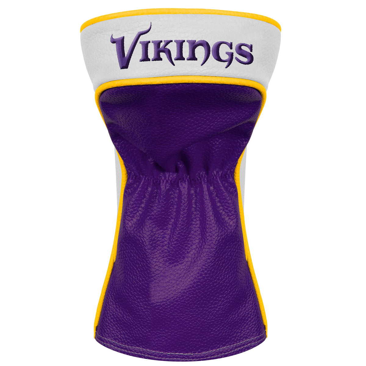 Minnesota Vikings headcover features two embroidered trademarks for team pride and quick identification.