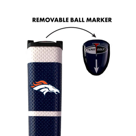 Gel-top ball marker with Broncos logo magnetically attached to the grip