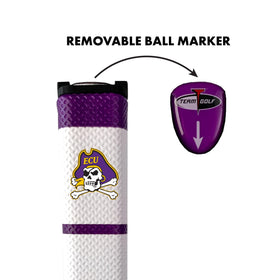 Team Golf East Carolina ball marker on top aids quick alignment.