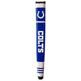 Team Golf Indianapolis Colts putter grip with removable gel top marker secured by magnet for alignment.