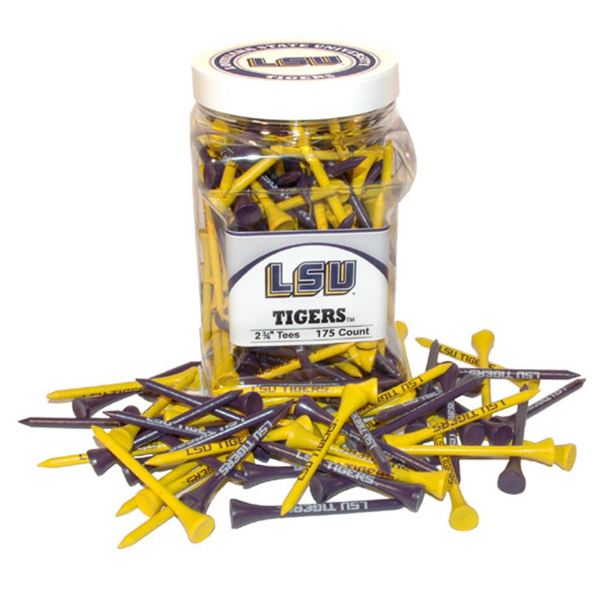 Team Golf LSU Tigers tees jar featuring 175 regulation tees for consistent tee-offs