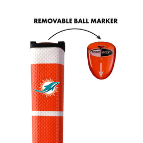 Team Golf Miami Dolphins grip with soft polyurethane surface for comfortable play.