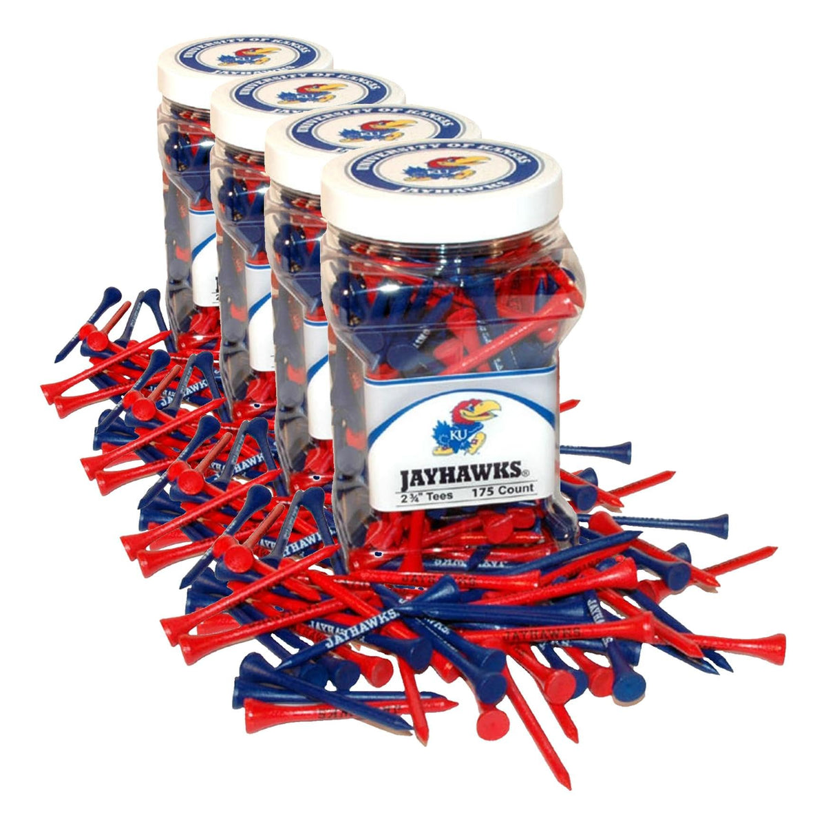 Team Golf Kansas Jayhawks tees jar for 175 regulation tees on the course.