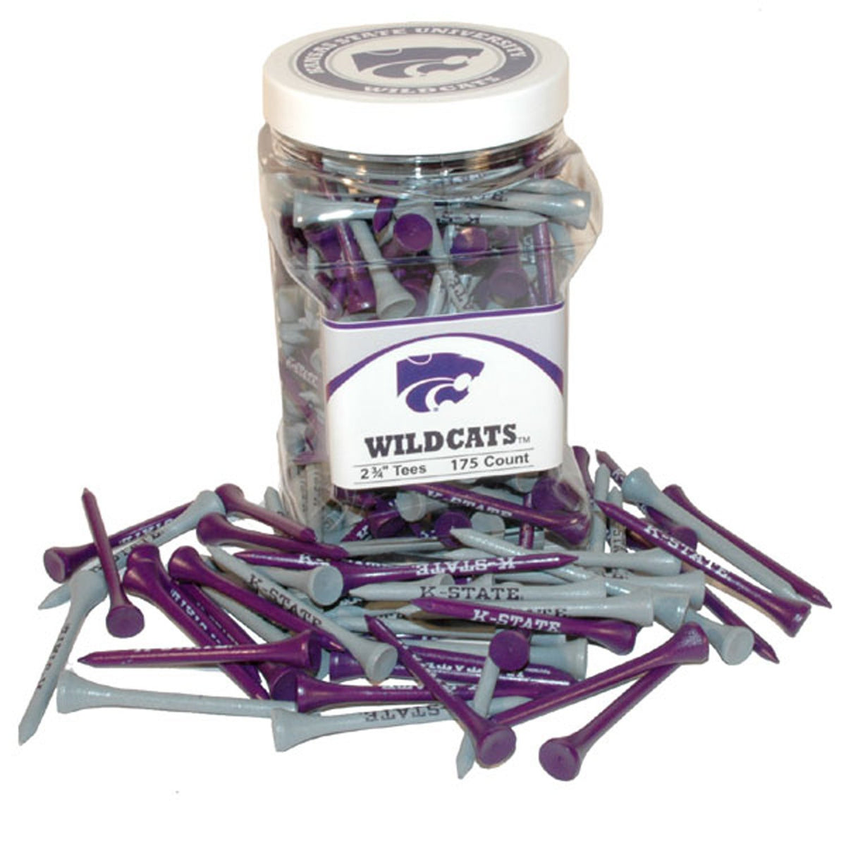 Team Golf NCAA Kansas State Wildcats jar of 175 tees enhances on-course branding and convenience.