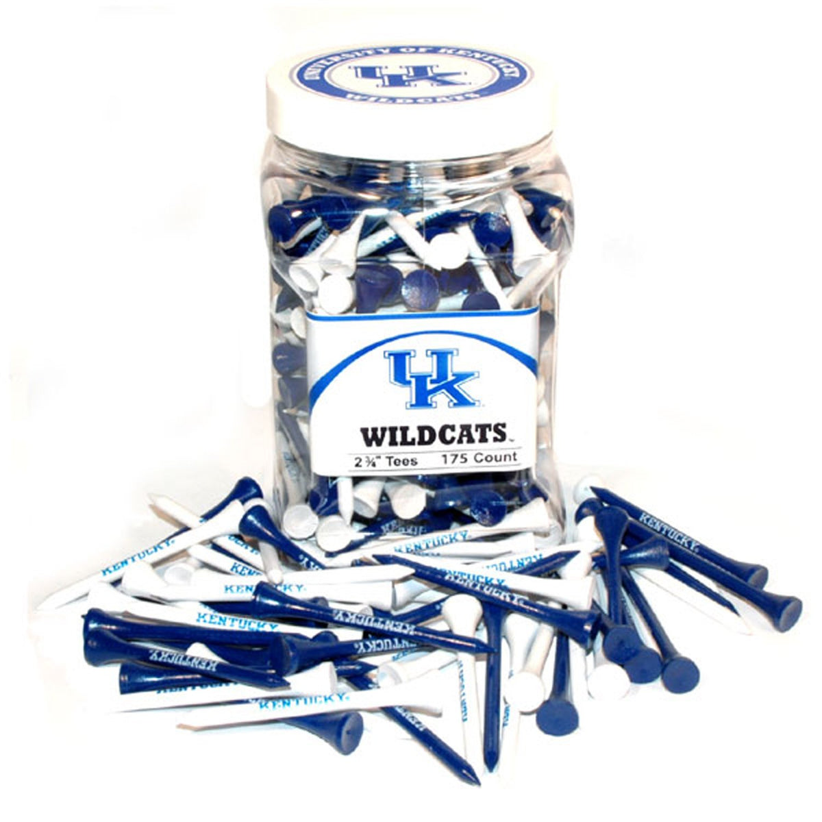 Team Golf Kentucky Wildcats tees jar, 175 tees, promotes team spirit and quick setup on the course.