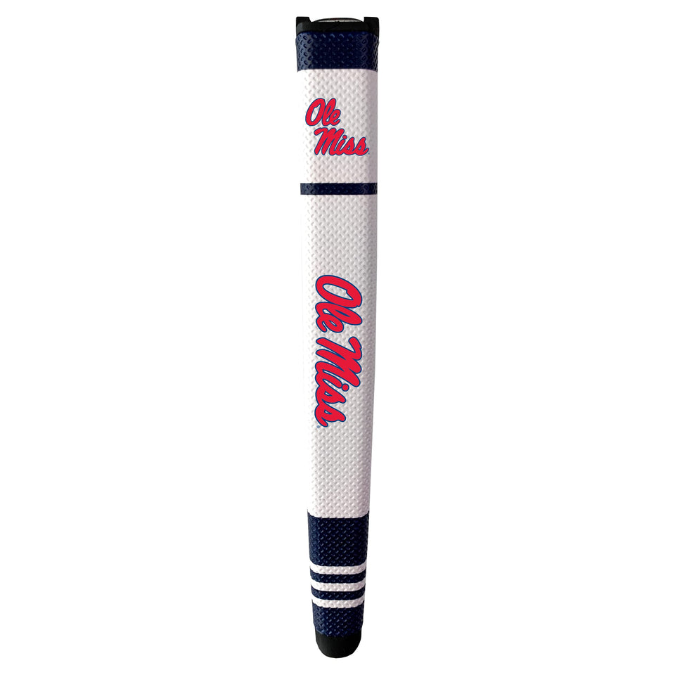 Team Golf NCAA Mississippi putter grip multi-colored design for enhanced grip comfort on greens.