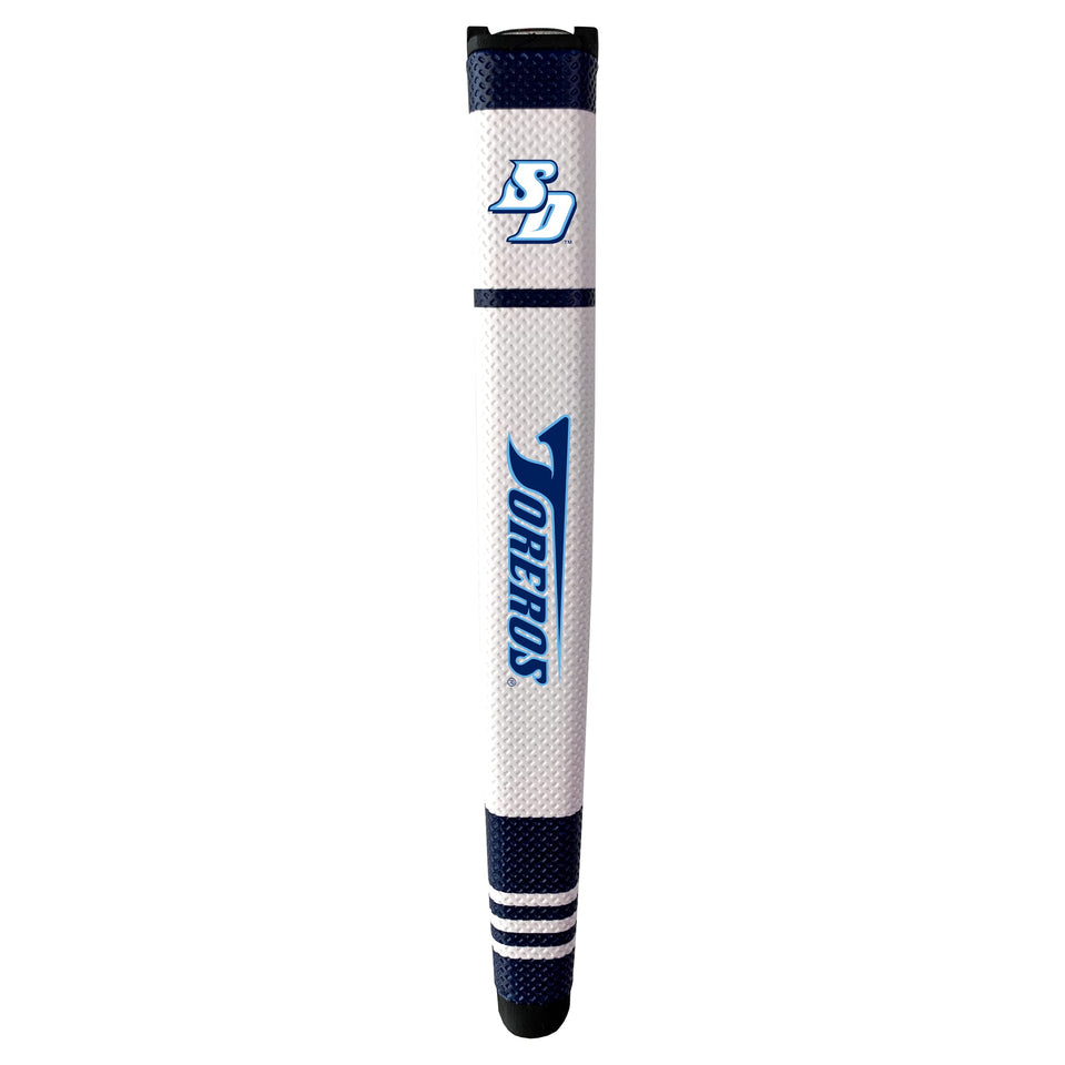 Team Golf NCAA San Diego putter grip multi-colored for comfortable control on greens.