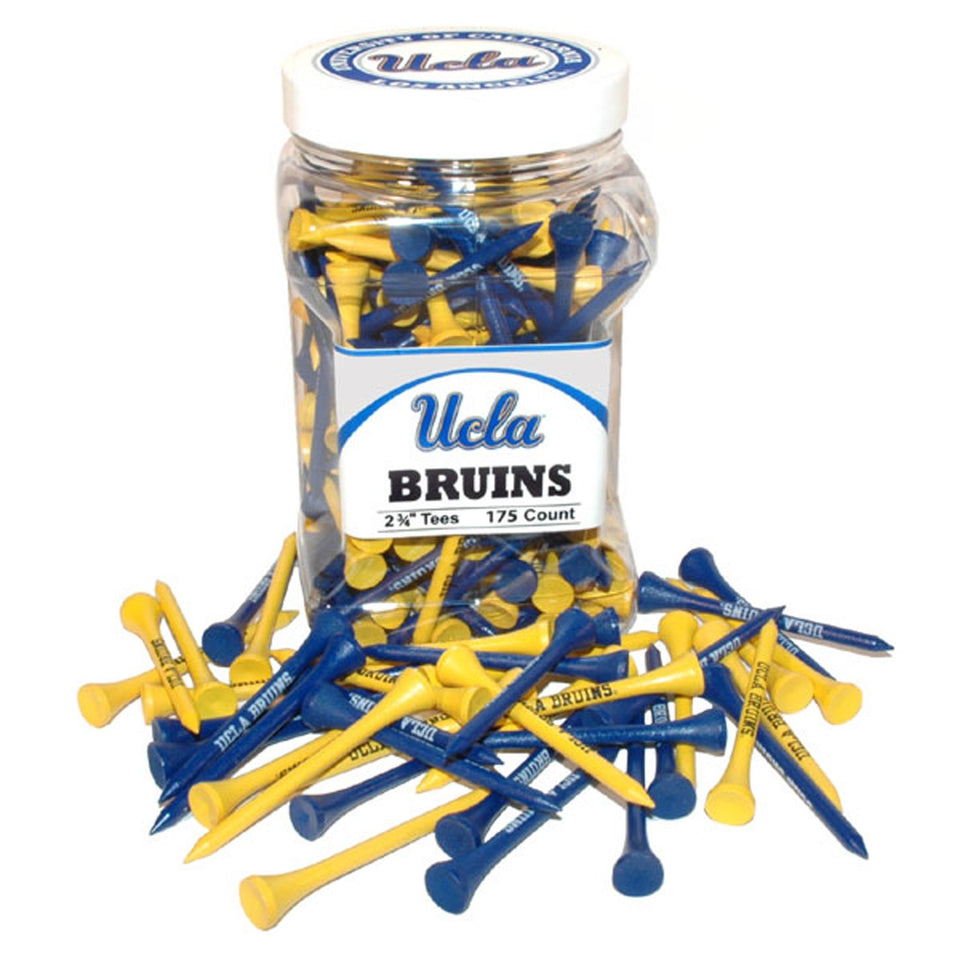 Team Golf NCAA tees in a labeled jar showing multi-team colors and imprint for easy setup