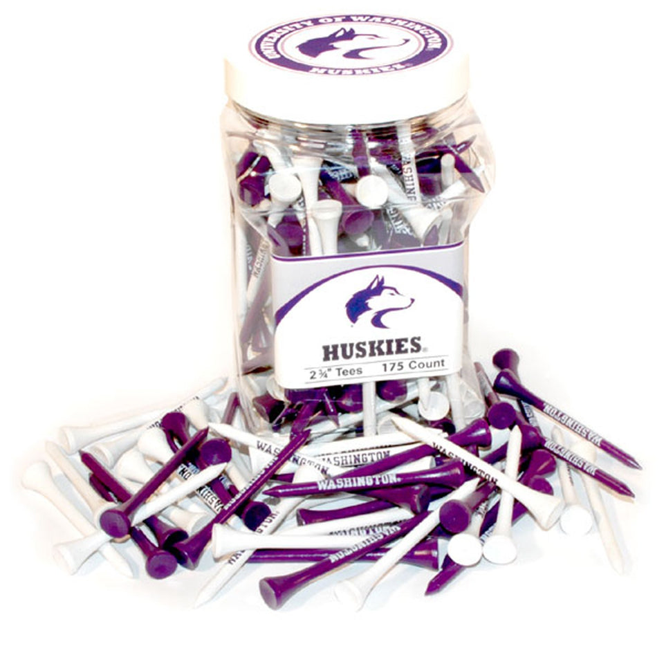 Team Golf NCAA Washington Huskies jar of 175 tees for on-course play and team spirit.