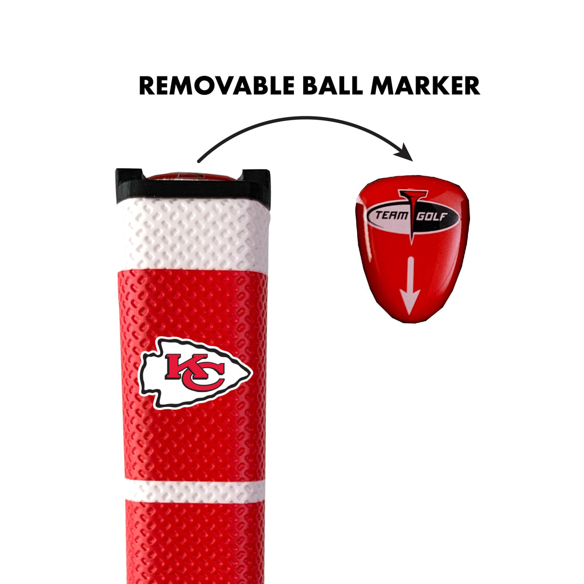 Team Golf Kansas City Chiefs ball marker gel-top for quick alignment on greens.