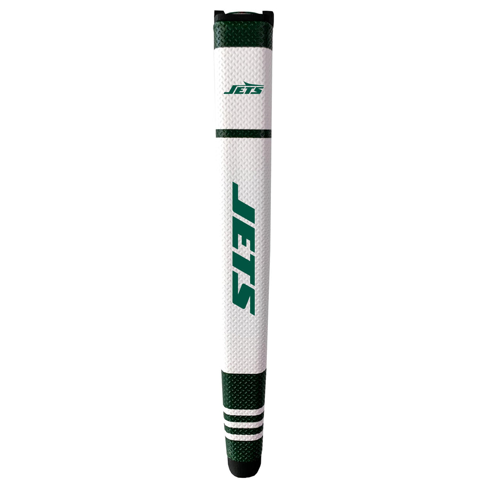 Team Golf NFL New York Jets putter grip in multi colored finish for comfortable, controlled putting.