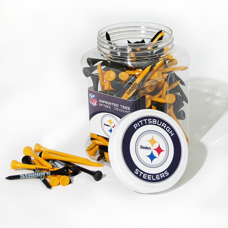Team Golf Pittsburgh Steelers tee jar front view with 175 regulation tees