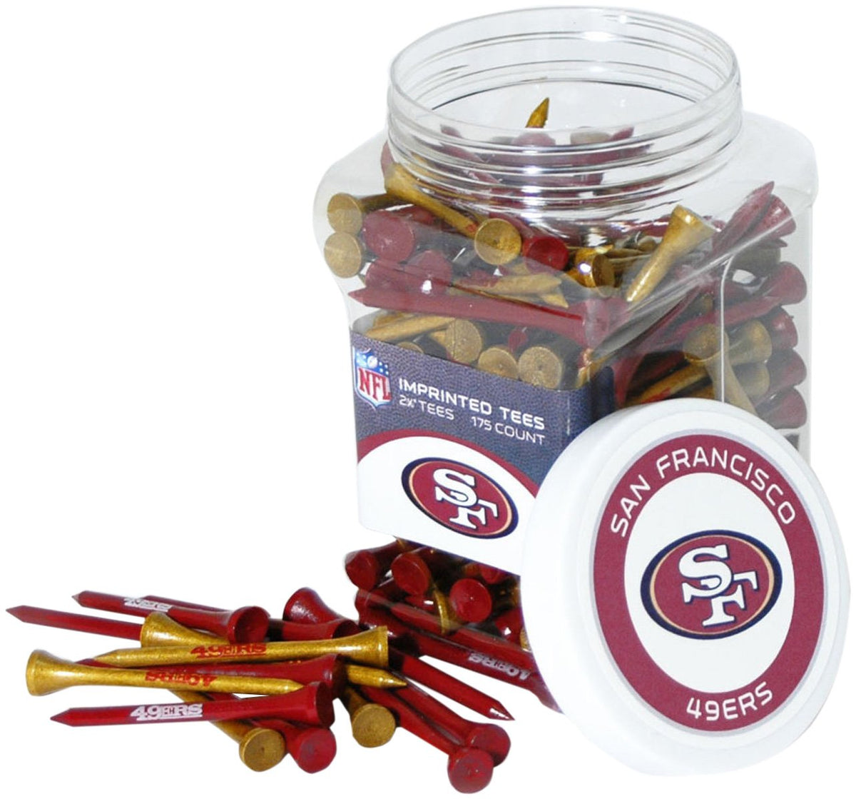 Team Golf NFL 49ers jar of 175 tees ready for practice and tailgate setup