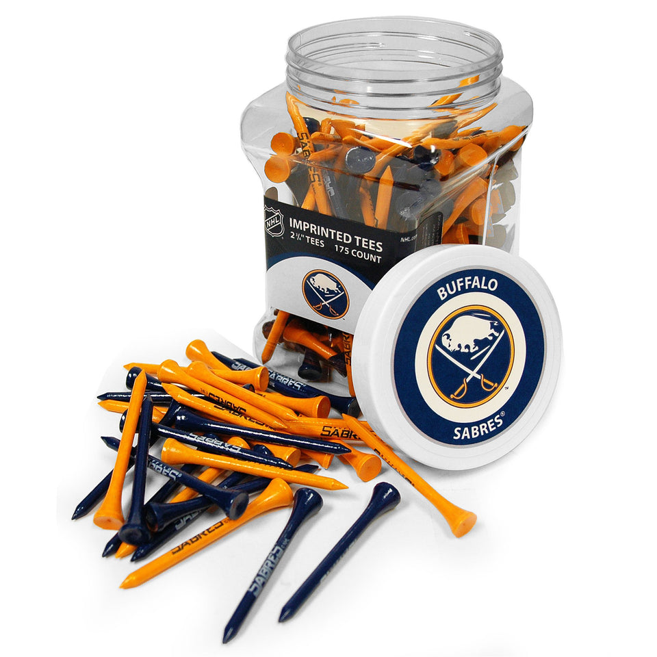Team Golf NHL Buffalo Sabres 175-tee jar with multi-colored regulation tees for on-course use