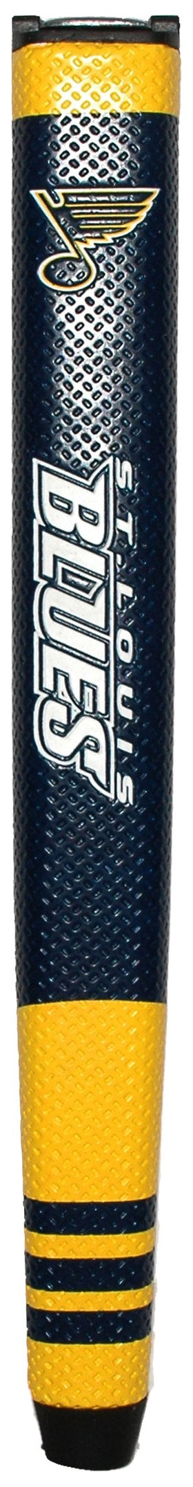 Durable wide grip featuring Blues branding for comfortable, steady strokes.