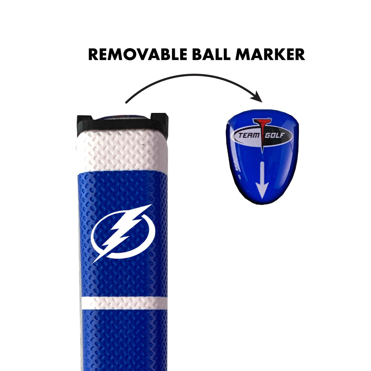 Team Golf NHL Tampa Bay Lightning multi-color grip with soft polyurethane for comfortable, controlled putting.