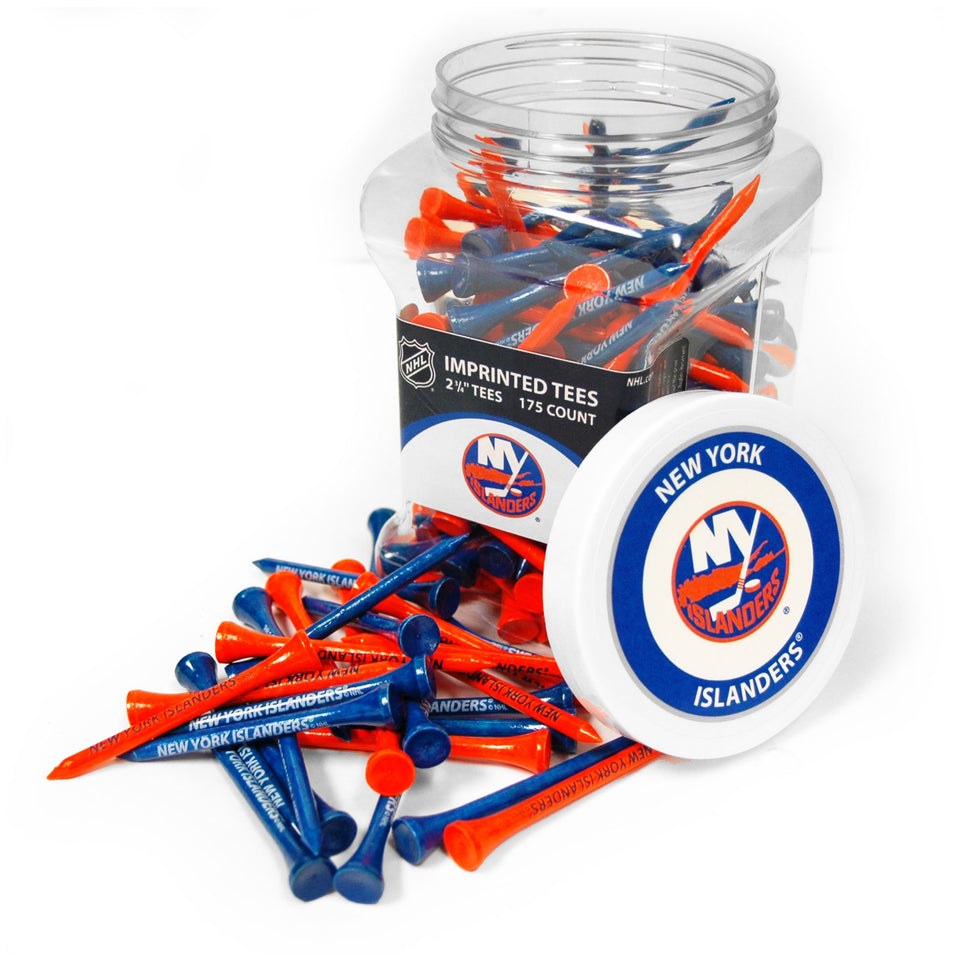 Team Golf Islanders tees jar highlighting team colors for on-course teeing and practice