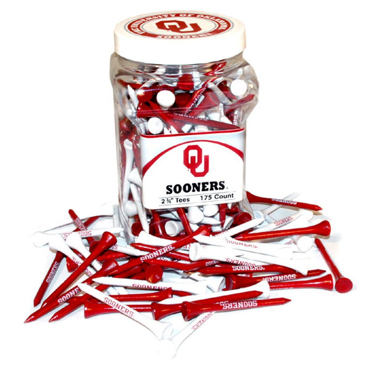 Team Golf Oklahoma Sooners jar of 175 tees for easy game day setup and team spirit