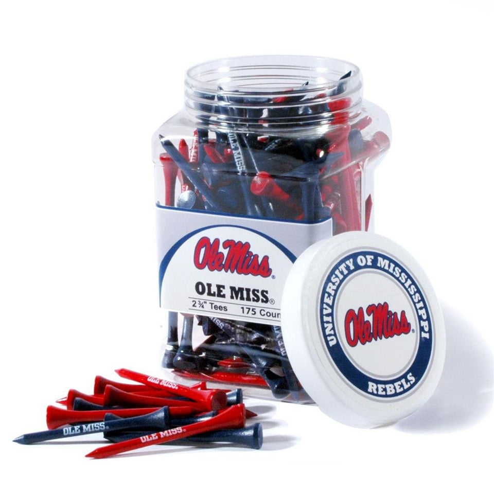 Team Golf Ole Miss Rebels tee jar with 175 tees for easy on-course setup.