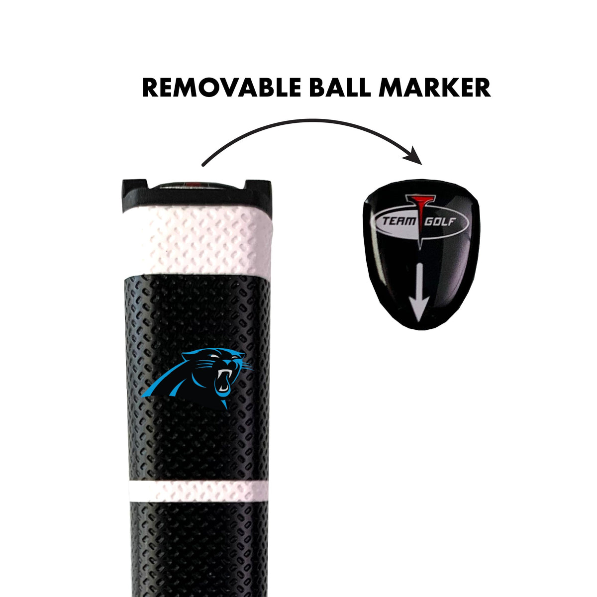 Team Golf removable gel top ball marker with Panthers logo and magnetic attachment