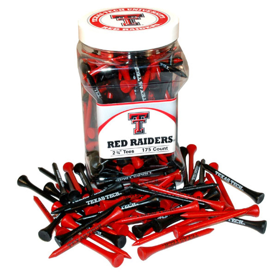 Team Golf Texas Tech Red Raiders tees jar with school imprint, ideal for organized play.