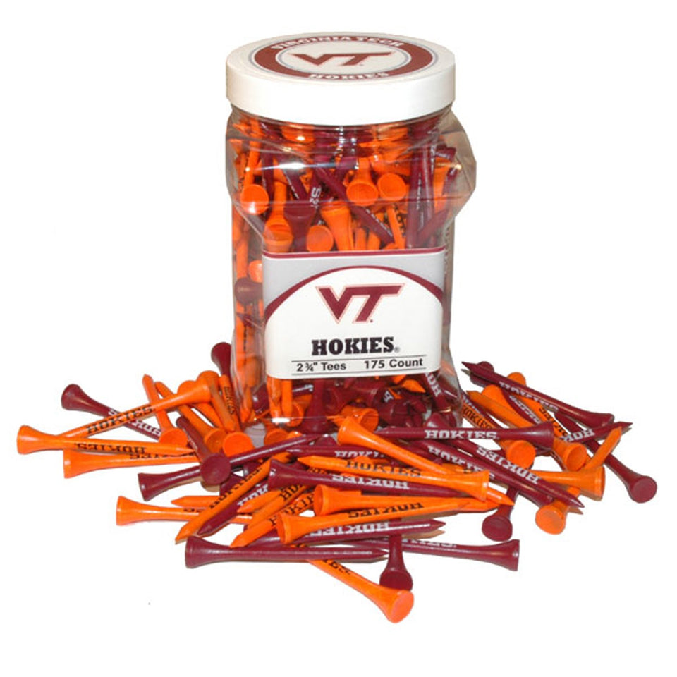 Team Golf Virginia Tech Hokies tees jar shows 175 regulation tees for on-course accuracy and team spirit