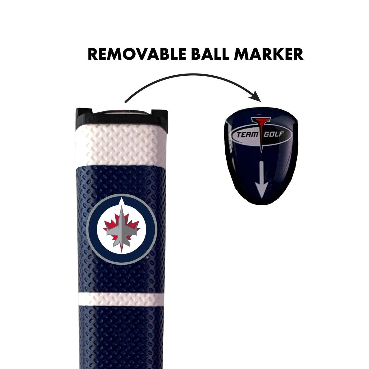 Team Golf Winnipeg Jets grip with removable gel top marker for logo visibility