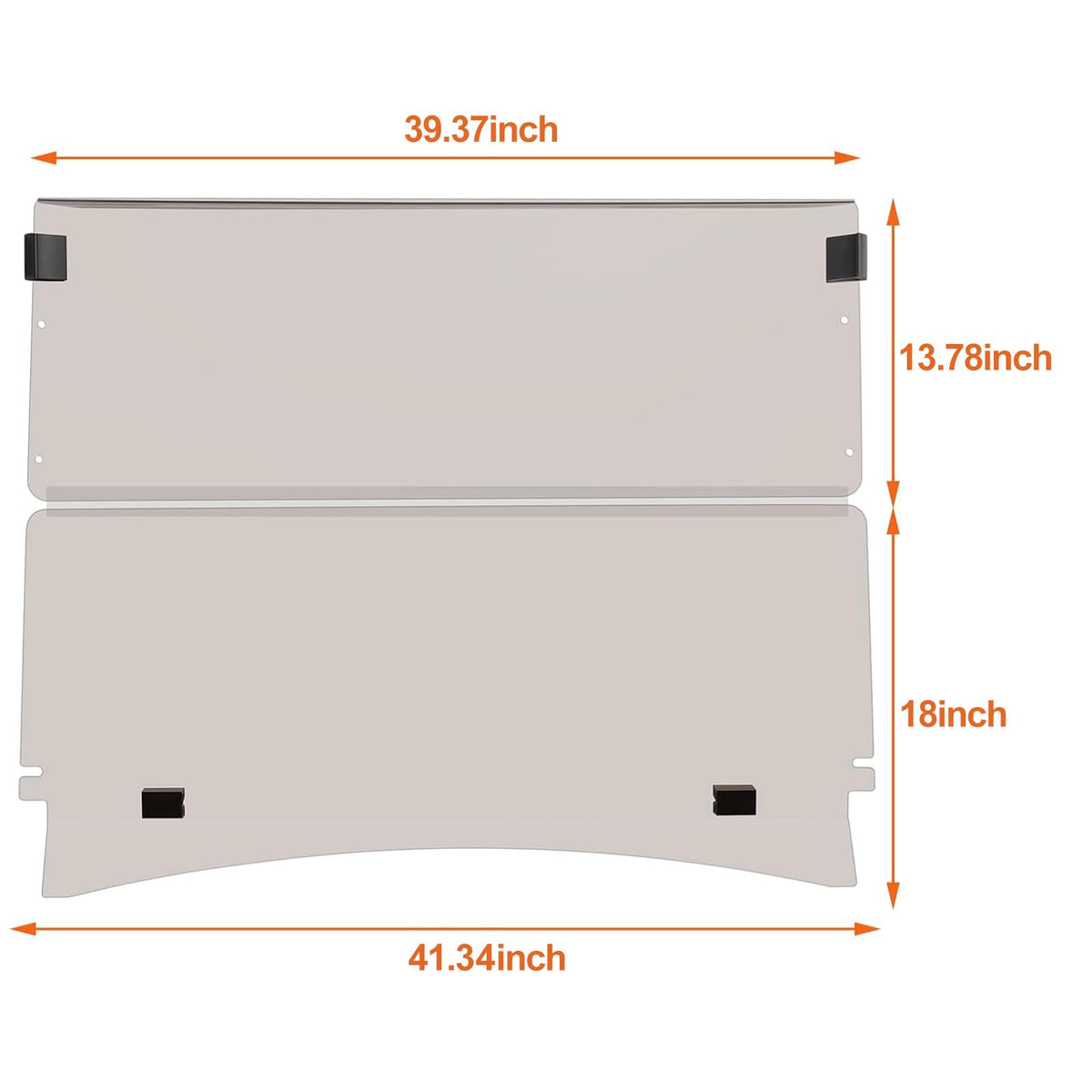 TechInovat EZGO TXT windshield dimensions 41W by 31H for precise fit