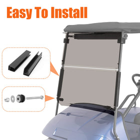 TechInovat EZGO TXT windshield folding style viewed from folded angle for weather versatility