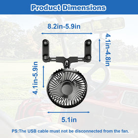 TechInovat rearview fan shows 360-degree rotation for adjustable airflow