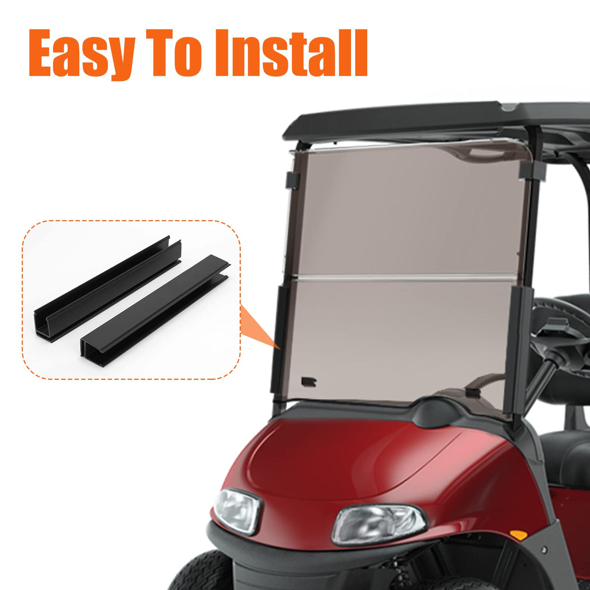 TechInovat tinted windshield with fold-down hinges enables convenient weather-ready storage.