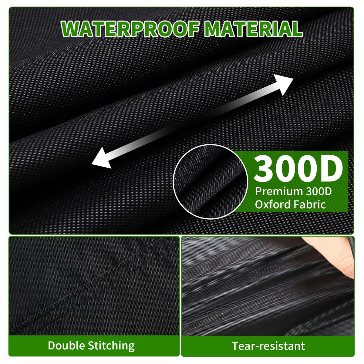 Tecoom waterproof 300D Oxford fabric shields the cart from sun and moisture.