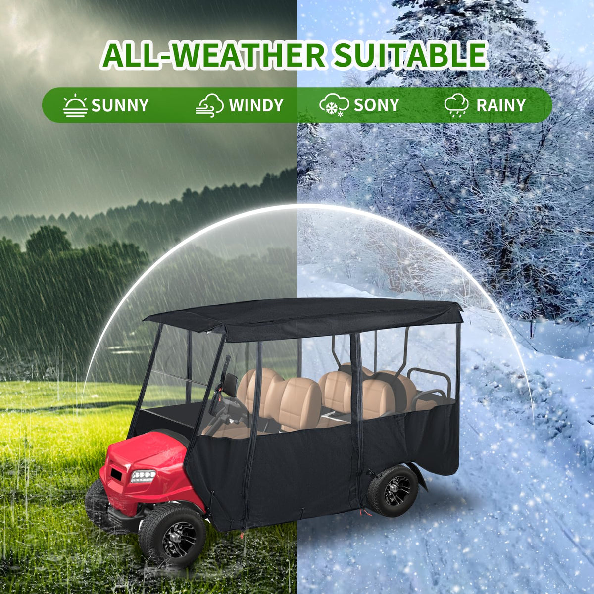 Tecoom enclosure supports 144 inch roof for larger golf carts