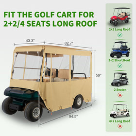 Tecoom golf cart enclosure with clear windows provides 360° visibility for safer rides.