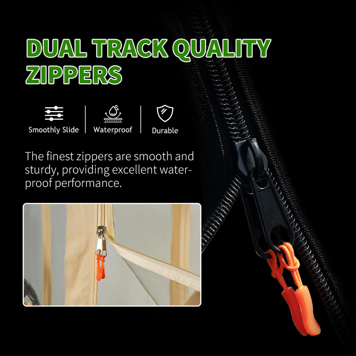 Tecoom golf cart enclosure double zippers provide smooth operation and easy access.