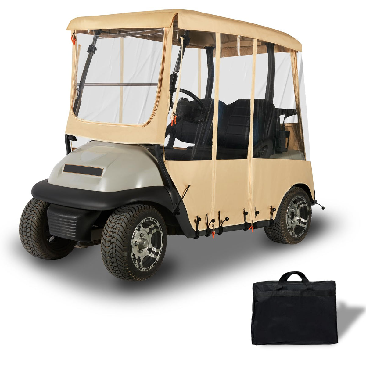 Tecoom golf cart enclosure front view with waterproof protection