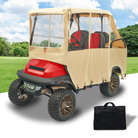 Tecoom golf cart enclosure front view for weather protection.