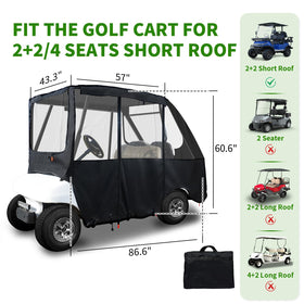 Tecoom enclosure left side view shows roll-up window and easy access zipper.