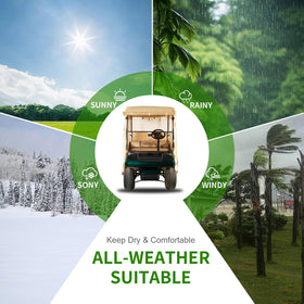 Tecoom long-roof-compatibility supports EZGO, Yamaha, and Club Car carts.