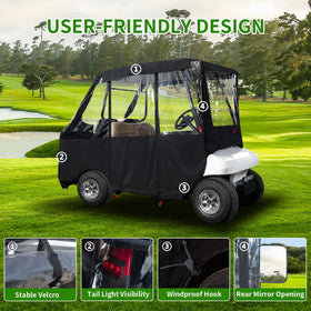 Tecoom enclosure right side view demonstrates side mirror opening for safe driving.