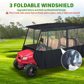 Tecoom golf cart enclosure roll-up PVC windows for easy access and ventilation