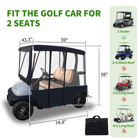 Tecoom golf cart enclosure side door open for easy access and ventilation.
