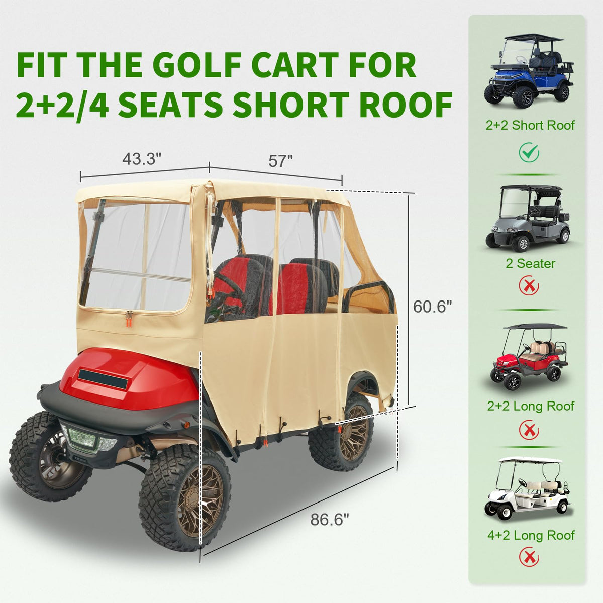 Tecoom golf cart enclosure side view left showing bottom elastic cords securing the cover