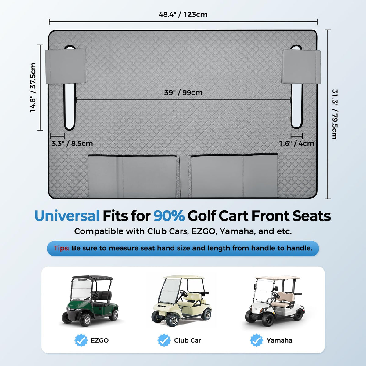 Velcro armrest loops secure the towel on larger armrests.