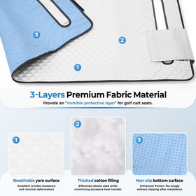 Tecoom golf cart seat towel back view; non-slip backing keeps it secure.